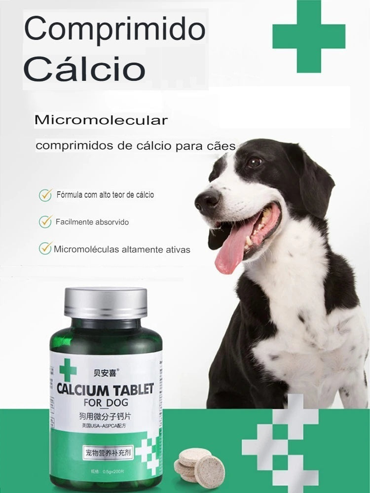 Comprimidos de cálcio micromoleculares fácil absorção para cães pequenos e idosos