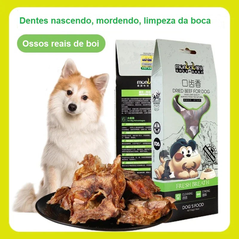 Lanche de osso crocante cozido em baixa temperatura com proteína para animais de estimação