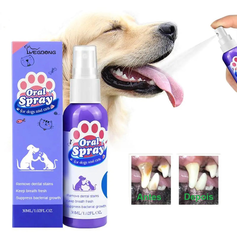 Spray oral para dente redutor de tártaro sabor menta refrescante para pets