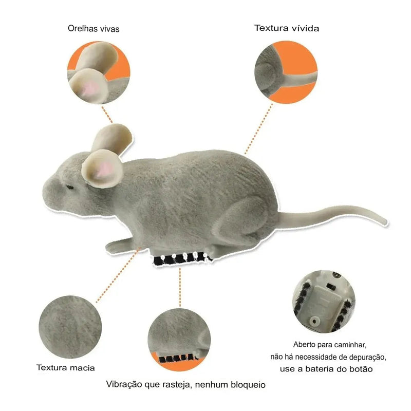 Brinquedo rato elétrico de pelúcia interativo para gatinho