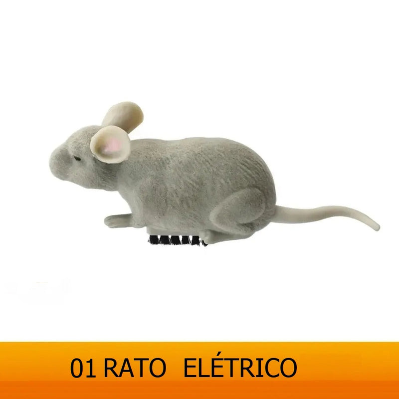 Brinquedo rato elétrico de pelúcia interativo para gatinho